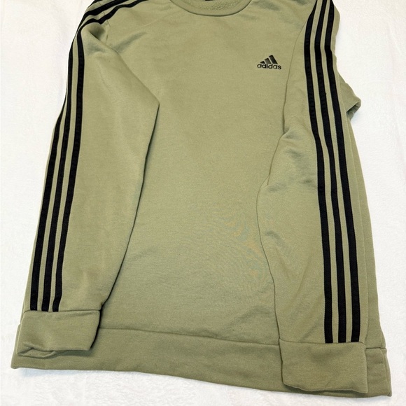 adidas Tops - Adidas Olive Green Sweatshirt with Black Stripes